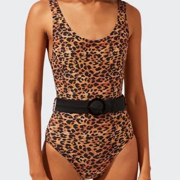 NWT SOLID & STRIPED The Annemarie Belt Leopard Print Swimsuit - Picture 1 of 6